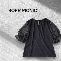 ROPE' PICNIC ドット柄 シアー袖 カットソー ブラック　トップスのサムネイル