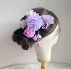 花飾り かんざし 和装髪飾り 七五三 浴衣 成人式 振袖 卒業式 パープル