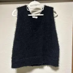 チャオパニックティピー ミックスフェザーヤーンクロップド丈ベスト　ブラック