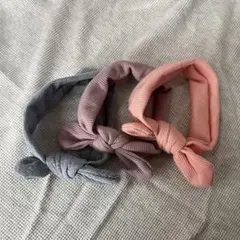 リブ編みノットデザインヘアバンド3個セット