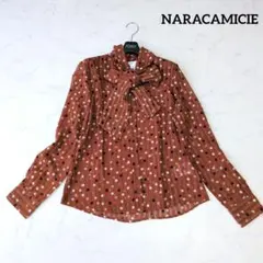 ナラカミーチェ×ピーナッツ シャボン玉柄ジョーゼット七分袖ブラウス 