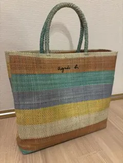 アニエスベー マルチカラー かごバッグ　ポーチ付き