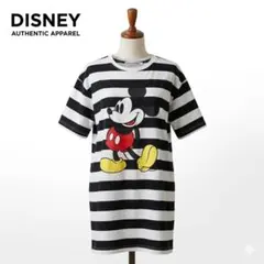 【Y2K】Disney ミッキー大判プリント ボーダーTシャツ 韓国製 古着のサムネイル