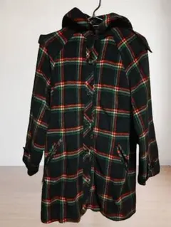 チェック柄フード付きロングコート　ジャケット 日本製品
