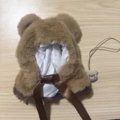 クマ耳付きブラウンファーフード　ぬい服