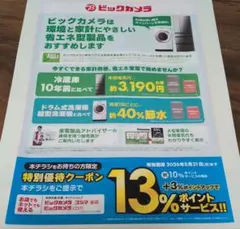 ビックカメラ コジマ ＋3% ポイントアップ 特別優待クーポン