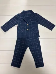 ネイビー チェック柄 ジャケット パンツ セット 90cm