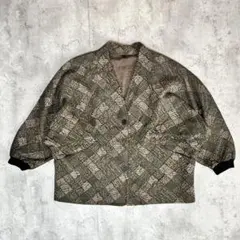 レトロ　ヴィンテージ風　通学　総柄　ジャガードジャケット ゆるシルエットのサムネイル