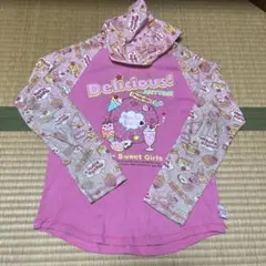 mezzo piano スイーツ柄 フード付き長袖カットソー