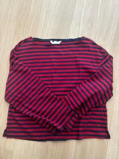 H&M 赤とネイビーのストライプ長袖Tシャツ　XS