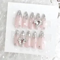 ネイルチップ オーダー フレンチガーリー 量産型 ワンホン ガラスフレンチ