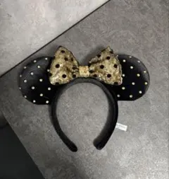 ディズニー　ミニー　カチューシャ　ベロア　ドット　スパンコール