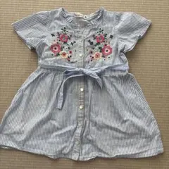 branshes ストライプ 花柄刺繍 ワンピース 80cmのサムネイル