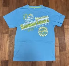 水色 グラフィックプリント Tシャツ