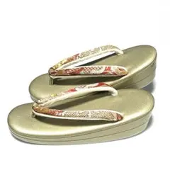 【美品】着物草履　フォーマル　厚底草履　二枚芯　模様入り鼻緒　日本製　Fサイズ