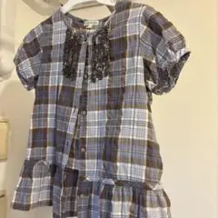 チェック柄フリルボタンシャツ 95cm