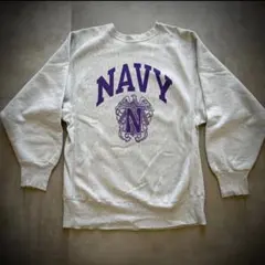 美品 US.NAVY アメカリ海軍 90's チャンピオン リバースウィーブ L