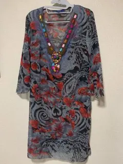 【新品】レディース 花柄 Vネック チュニック M