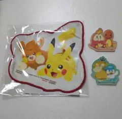 【非売品】ナムコ限定ポケモンハンドタオル ステッカー ピカチュウ パモ ホゲータ