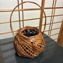 竹製　編み込み　花器　バスケット