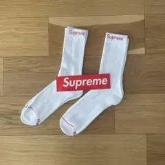 早い者勝ち！supreme白ソックス2足&ステッカーセット　ホワイト