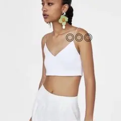 【ZARA】ザラ キャミソール キャミ ビスチェ クロップド丈 クロップド 白