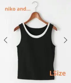 nikoand... 接触冷感 クールキープカップ付きタンクトップ ブラック Lのサムネイル
