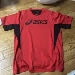 asics Tシャツ レッド×ブラック