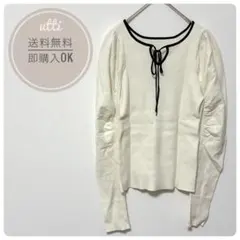 JILL STUART【ジルスチュアート】変形アイベルニットトップス　リボン付きのサムネイル