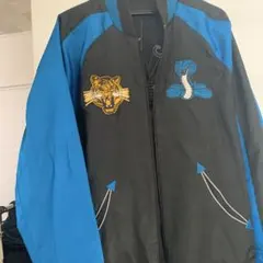 adidas スカジャン 黒/青 XO リバーシブル