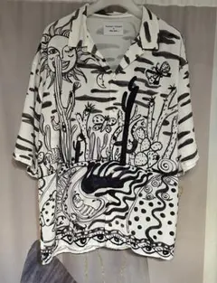 ニコアンド別注 ツモリチサト サボテンと太陽 レーヨン オープンカラーシャツ