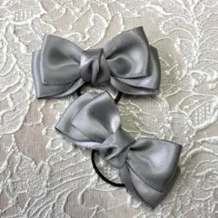 シルバーリボンヘアゴム 2個セット