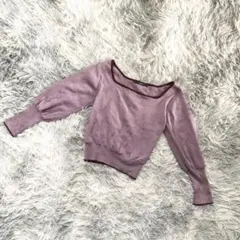 未使用級『Kastane』カスタネ　ニットプルオーバー　丈短め　綿　パープル　F