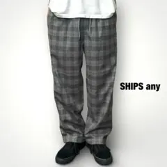 新品 SHIPS any ウールライクワイドストレートイージーパンツ チェック