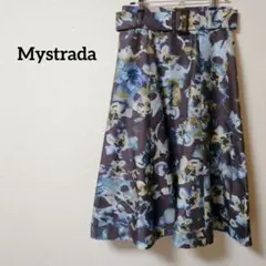 美品✨Mystrada マイストラーダ 花柄フレアスカート ブラウン 36