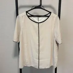 RANAN [インナーキャミ付]バイカラー半袖ブラウス Lのサムネイル