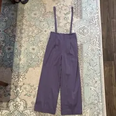 UNITEDARROWSのパープル サスペンダー付き ワイドレッグパンツ(新品)