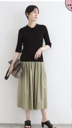 INDIVI ◆【洗える／ウエストゴム】ジャージスカーチョ