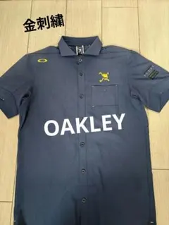 【OAKLEY】ゴルフウェア ゴルフシャツ ネイビー✕ゴールド 刺繍