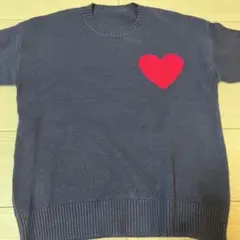 ネイビー ニットセーター ハートモチーフ
