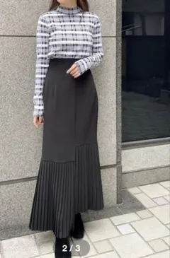 【美品】ココディール アシメプリーツイレヘムスカート