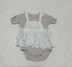 ベージュ レース付きロンパース 80cm