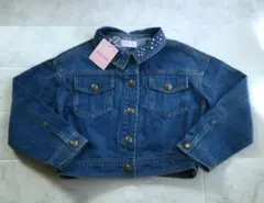 mezzopianoメゾピアノロゴ刺繍リボン付きショート丈デニムジャケット１２０