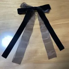 ブラックベルベットシフォンリボンバッジ