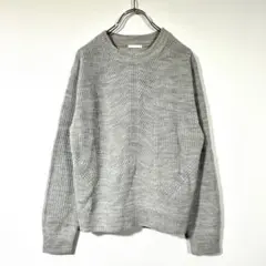 ジーユー★ケーブル編みクルーネックニット〔M〕長袖 グレー 洗える 無地 GU