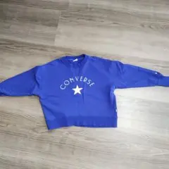 CONVERSE 青 クロップドスウェット M