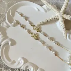 ♪❤️ スノーフレーク　雪　結晶　パール　メガネチェーン　マスクチェーン ♪❤️ スノーフレーク 雪 結晶 パール メガネチェーン マスクチェーン