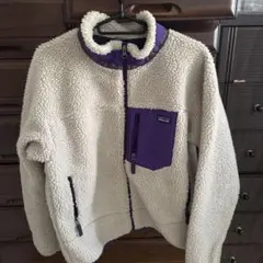 patagonia フリースジャケット XXL クリーム/パープル