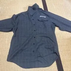 チェック柄長袖シャツ グレー