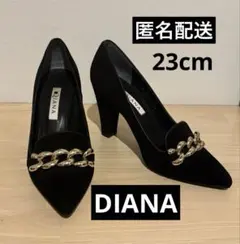 DIANA ブラック　ハイヒール　パンプス　ゴールドチェーン　23cmのサムネイル